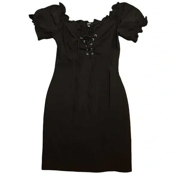 Dark Fairy Core Black Tie Up Mini Dress 🧚🏼‍♀️🖤 - Picture 2 of 8